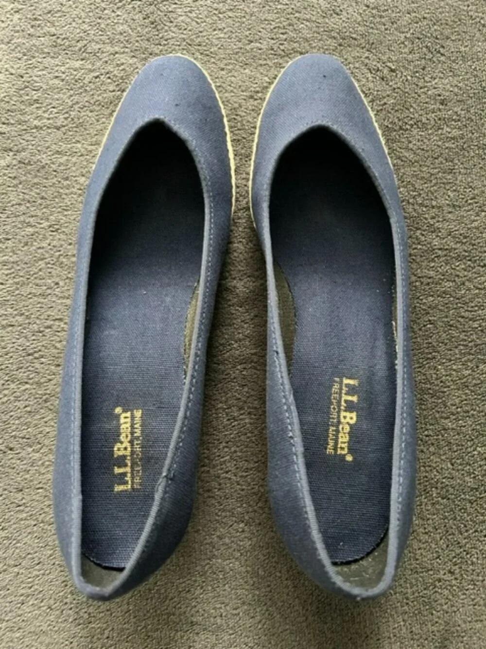 L.L.Bean Women's Navy Espadrille Wedges, Size 7.5M